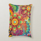 フローラマンダラコラージュサイケデリック アクセントクッション (裏面(縦))