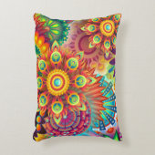 フローラマンダラコラージュサイケデリック アクセントクッション (正面(垂直))
