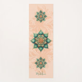 フローラマンダラコーラルグリーンクラスネームモノグラム ヨガマット (正面)