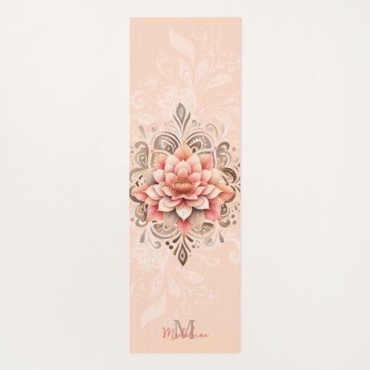 フローラマンダラコーラルピンクモチャシック名モノグラム ヨガマット (裏面)