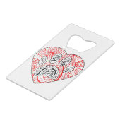 フローラマンダラドッグポープリント赤いハート クレジットカード栓抜き (裏面アングル)