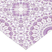 フローラマンダラパープルホワイトジオメトリックパターン ショートテーブルランナー (コーナー)