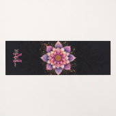 フローラマンダラピンクパープルネームエレガントモノグラム ヨガマット (裏面(横))