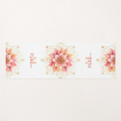 フローラマンダラピーチピンクコーラルシックネームモノグラム ヨガマット (正面(横))