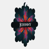 フローラマンダラフラワーオレンジレッドブルー抽象芸術 オーナメントカード (右)