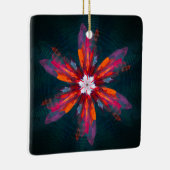 フローラマンダラフラワーオレンジレッドブルー抽象芸術 セラミックオーナメント (右)