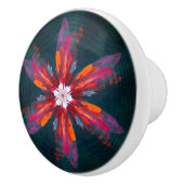 フローラマンダラフラワーオレンジレッドブルー抽象芸術 セラミックノブ (右)