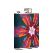フローラマンダラフラワーオレンジレッドブルー抽象芸術 フラスク (右)