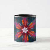 フローラマンダラフラワーオレンジレッドブルー抽象芸術 マグカップ (中央)