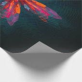 フローラマンダラフラワーオレンジレッドブルー抽象芸術 ラッピングペーパー (角)