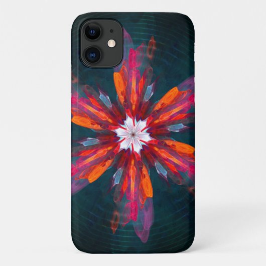 フローラマンダラフラワーオレンジレッドブルー抽象芸術 Case-Mate iPhoneケース (裏面)