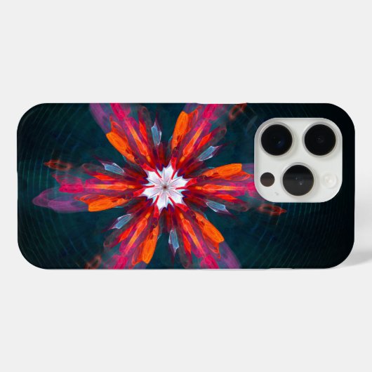 フローラマンダラフラワーオレンジレッドブルー抽象芸術 Case-Mate iPhoneケース (裏面 (横))