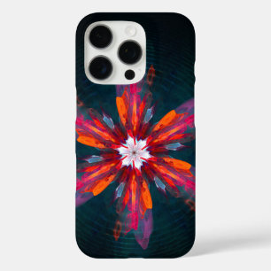 フローラマンダラフラワーオレンジレッドブルー抽象芸術 iPhone 16 PROケース