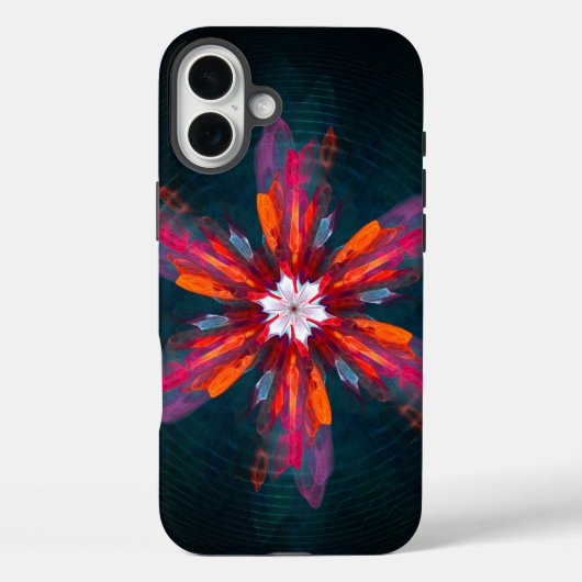 フローラマンダラフラワーオレンジレッドブルー抽象芸術 Case-Mate iPhoneケース (裏面)