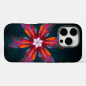 フローラマンダラフラワーオレンジレッドブルー抽象芸術 Case-Mate iPhoneケース (裏面 (横))
