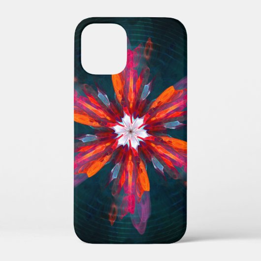 フローラマンダラフラワーオレンジレッドブルー抽象芸術 Case-Mate iPhoneケース (裏面)