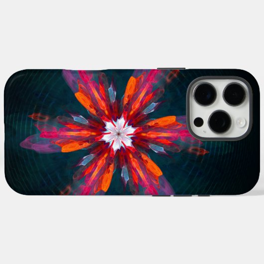 フローラマンダラフラワーオレンジレッドブルー抽象芸術 Case-Mate iPhoneケース (裏面 (横))