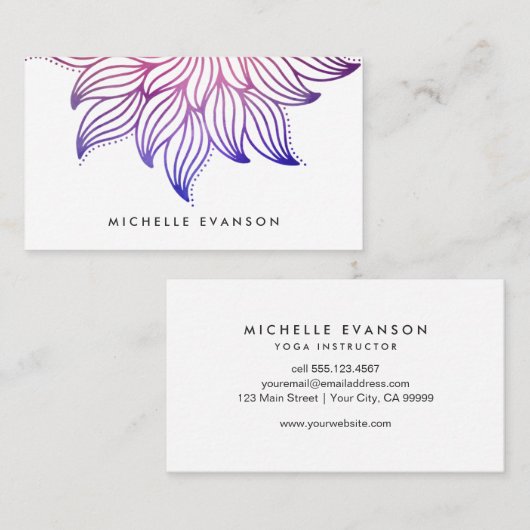 フローラマンダラブルーとパープルウォーターカラーボホ 名刺 (正面/裏面)