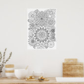 フローラマンダラブーケアダルトカラーリング ポスター (キッチン)