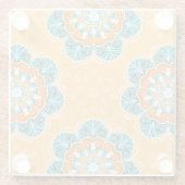 フローラマンダラータイルinオレンジ&ティール（緑がかった色） ガラスコースター (裏面)