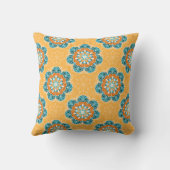 フローラマンダラータイルinオレンジ&ティール（緑がかった色） クッション (裏面)