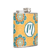 フローラマンダラータイルinオレンジ&ティール（緑がかった色） フラスク (右)