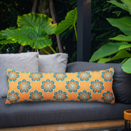 フローラマンダラータイルinオレンジ&ティール（緑がかった色） ボディピロー