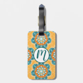 フローラマンダラータイルinオレンジ&ティール（緑がかった色） ラゲッジタグ (裏面縦)