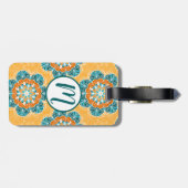 フローラマンダラータイルinオレンジ&ティール（緑がかった色） ラゲッジタグ (裏面横)