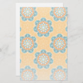 フローラマンダラータイルinオレンジ&ティール(緑がかった色) 便箋 (正面/裏面)