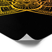 フローラマンダラ金ゴールドオレンジグラデーションアートプリント ポスター (角)