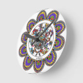 フローラマンダルインマドゥバニスタイル ラウンド壁時計 (傾斜)