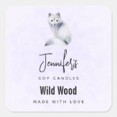 フローラマーキング付きかわいい北欧キツネキャンドルビズ スクエアシール (正面)