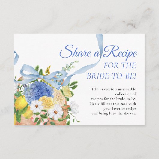 フローラマーケットブルーブライダルシャワーレシピカード エンクロージャーカード (正面)