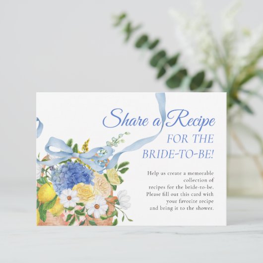 フローラマーケットブルーブライダルシャワーレシピカード エンクロージャーカード (スタンド正面)