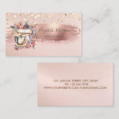 フローラミキサー、金ゴールド紙吹雪、ブラシストローク 名刺 (正面/裏面)