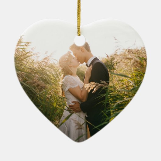 フローラミスターとミセス写真の私たちの初めてのクリスマス セラミックオーナメント (裏面)