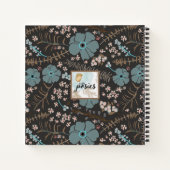 フローラミックスティール(緑がかった色)グレーピンクパーソナライズされた ノートブック (裏面)