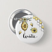 フローラミツバチの巣蜂蜜スイートビー赤ちゃんシャワー叔母 缶バッジ (正面&裏面)