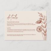 フローラミニマリストテラコッタ焼きオレンジ結婚ズ エンクロージャーカード (正面)