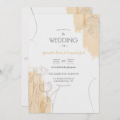 フローラミニマリスト水彩結婚式招待状 招待状 (正面/裏面)