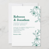 フローラミニマルエメラルドグリーン結婚式招待状 招待状 (正面)