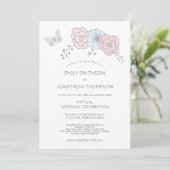 フローラミニマルバタフライブルーピンクバーチャル結婚ズ 招待状 (スタンド正面)