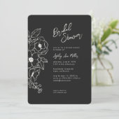 フローラミニマルボタニカルブラックノワールブライダルシャワー 招待状 (スタンド正面)