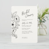フローラミニマルボタニカルブラックブライダルシャワー 招待状 (スタンド正面)