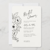 フローラミニマルボタニカルブラックブライダルシャワー 招待状 (正面)