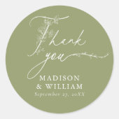 フローラミニマルモスグリーンお気に入り結婚 ラウンドシール (正面)