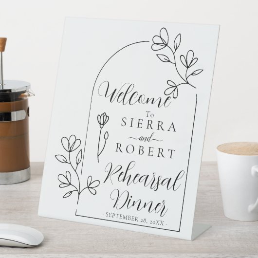 フローラミニマルリハーサルディナーウェルカム 台座サイン (インサイチュ)