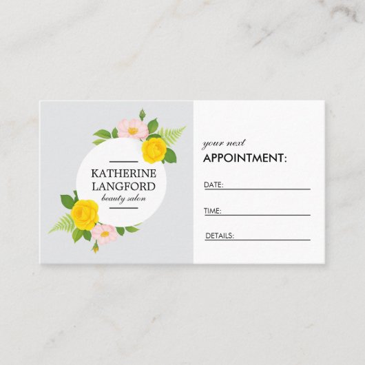 フローラミニマルリースアッシュホワイトサロンアポイントメント 予約カード (正面)