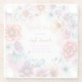 フローラミニマル書道ブライダルシャワーカード ガラスコースター (裏面)